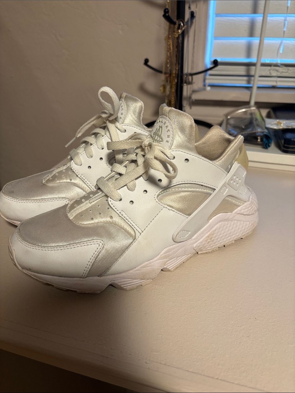 Nike White and Cream Huarache Sneakers - Picture 3 of 5